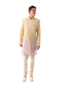 KARAN Pale Yellow and Gold Sherwani