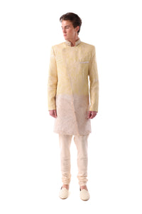 KARAN Pale Yellow and Gold Sherwani