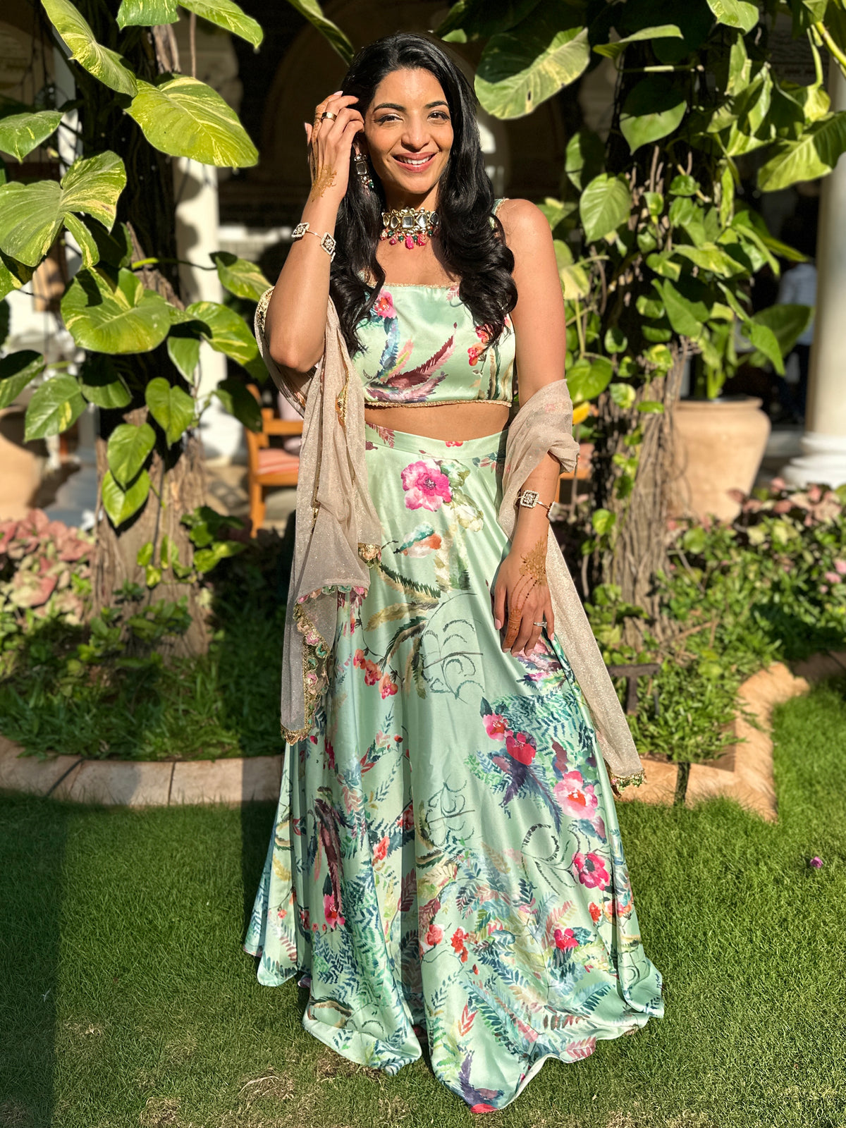 KARISHMA Caribbean Floral Lehenga Skirt