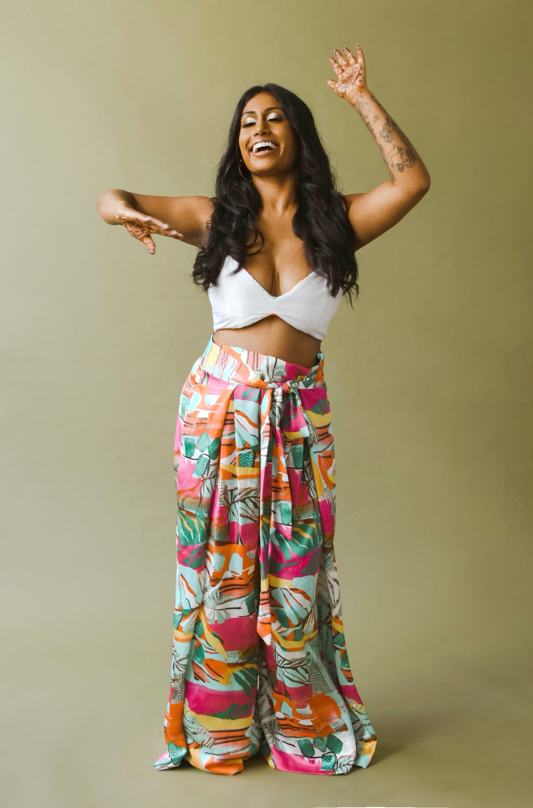 LESHA Abstract Print Pants | Colorful Palazzo Pants – HarleenKaur