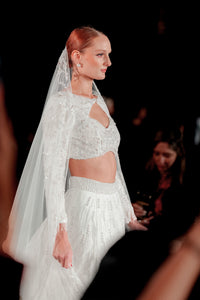 AASHI White Pearl Bridal Lehenga Set