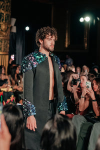 AMIR 3D Printed Open Sherwani Jacket