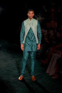 MAYANK Green Tweed Bandi Vest
