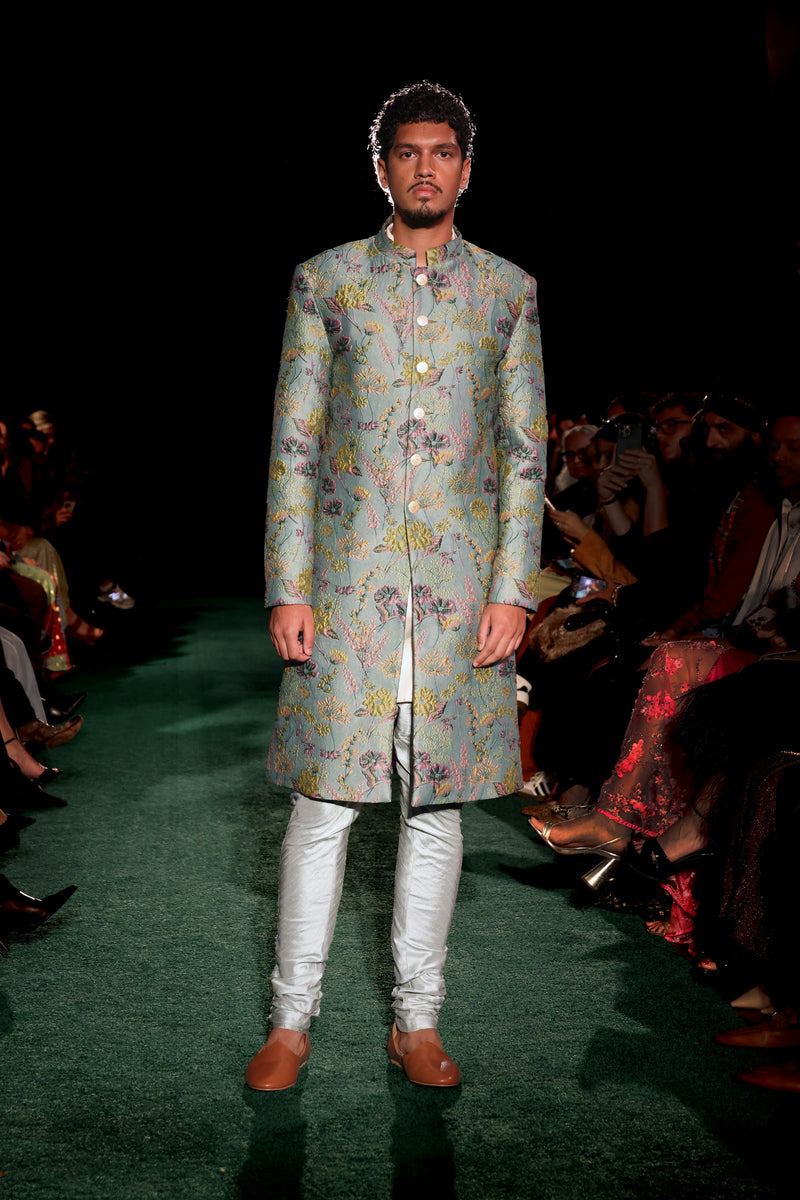 ABHISHEK Floral Mint Sherwani