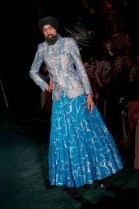 SANNY Blue and Gold Jodhpuri Jacket