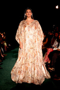 MAKENA Cream and Gold Floral Kaftan