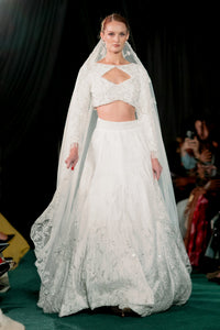 AASHI White Pearl Bridal Lehenga Set