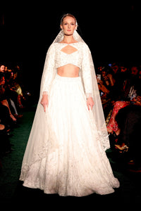 AASHI White Pearl Bridal Lehenga Set