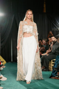 AVEENA Embroidered Gold Cape