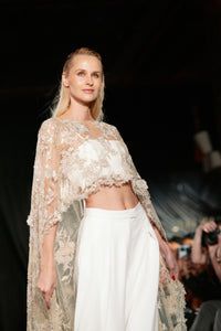AVEENA Embroidered Gold Cape