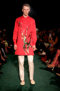 GIANNI Red Floral Kurta