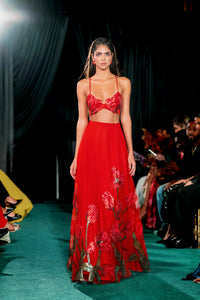 NIA Red Floral Lehenga Set