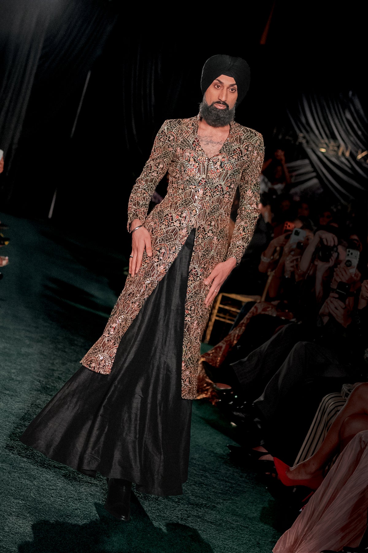 MANU Black Embroidered Jacket Dress