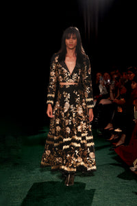 LAVINA Black and Gold Sequin Lehenga Skirt