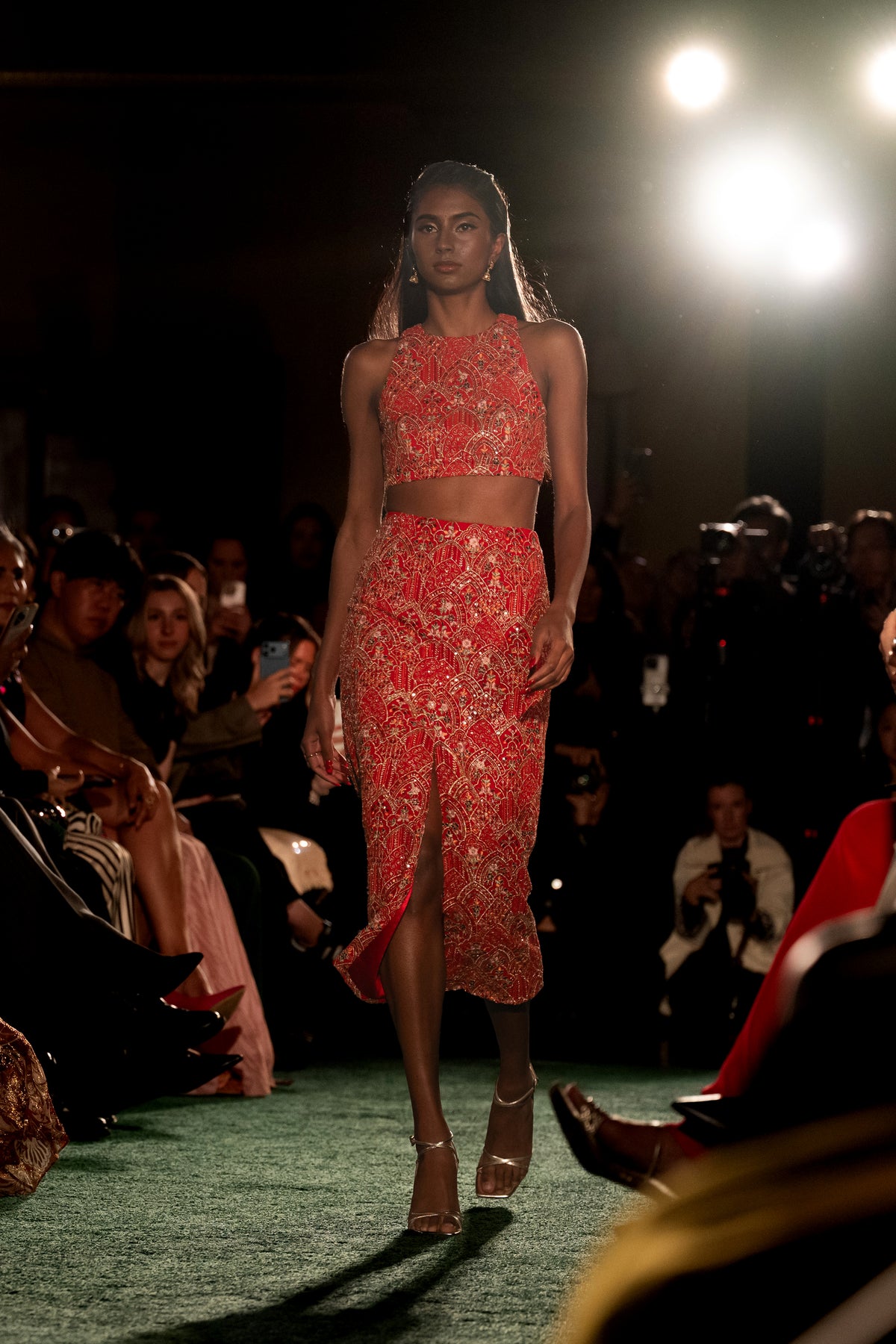 SANJITA Red and Gold Embroidered Skirt