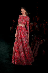 LARISSA Red Floral Sequin Lehenga Top