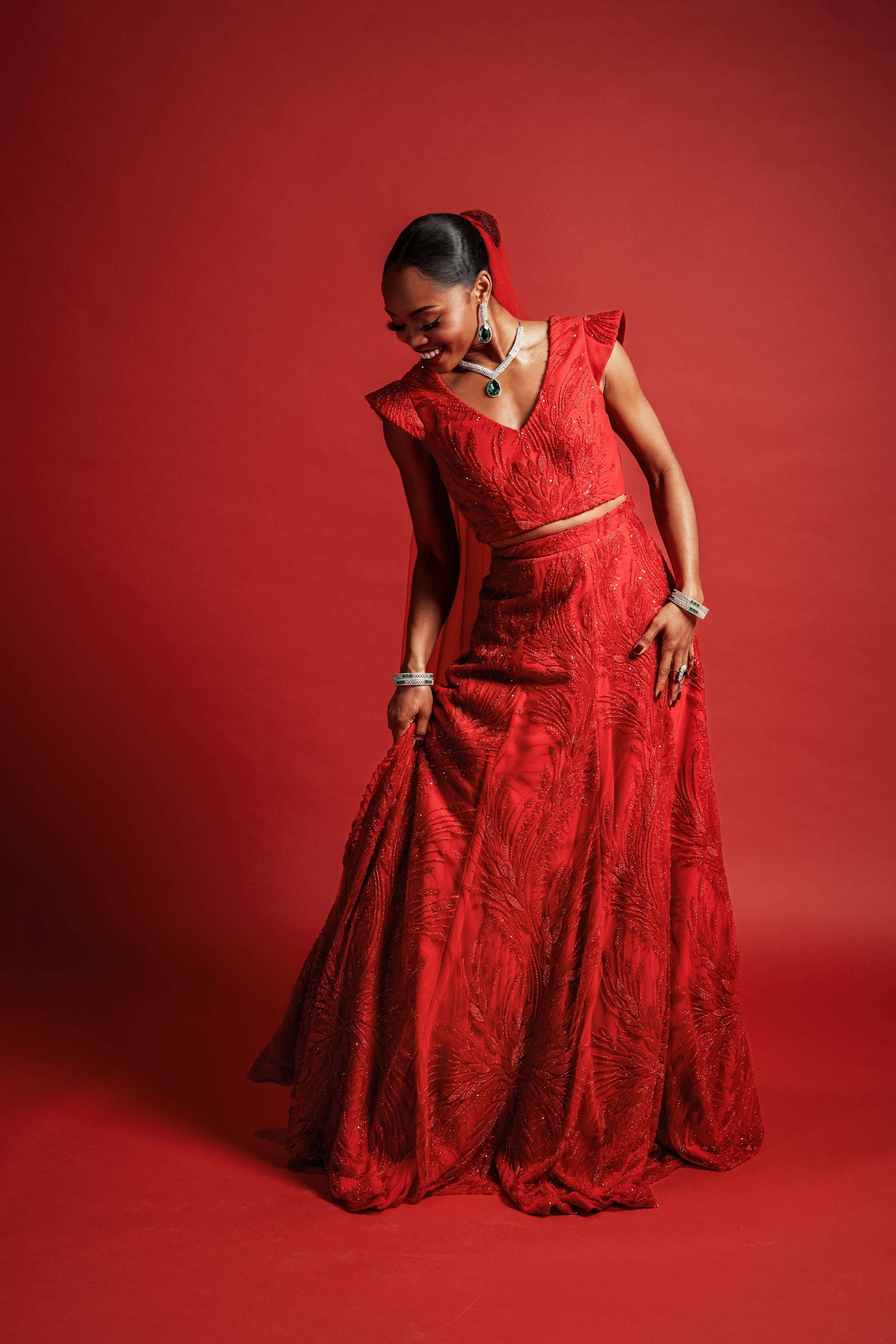 LUCIANA Red Lehenga Set