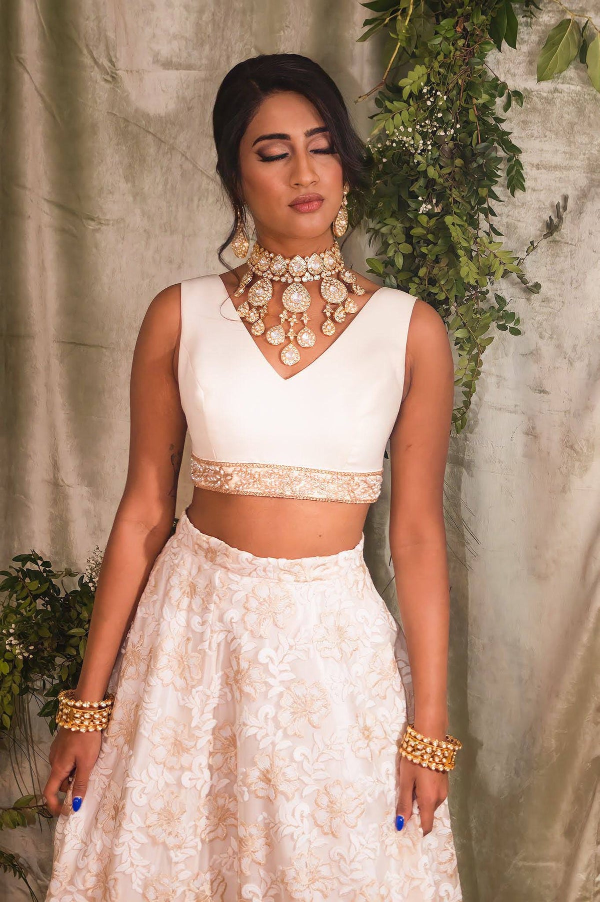 MADHURI Sage Green Matte Satin Top