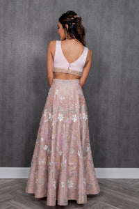 MADHURI Light Pink Satin Pearl Top (Sample)