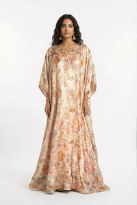 MAKENA Cream and Gold Floral Kaftan