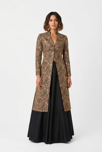 MANU Black Embroidered Jacket Dress