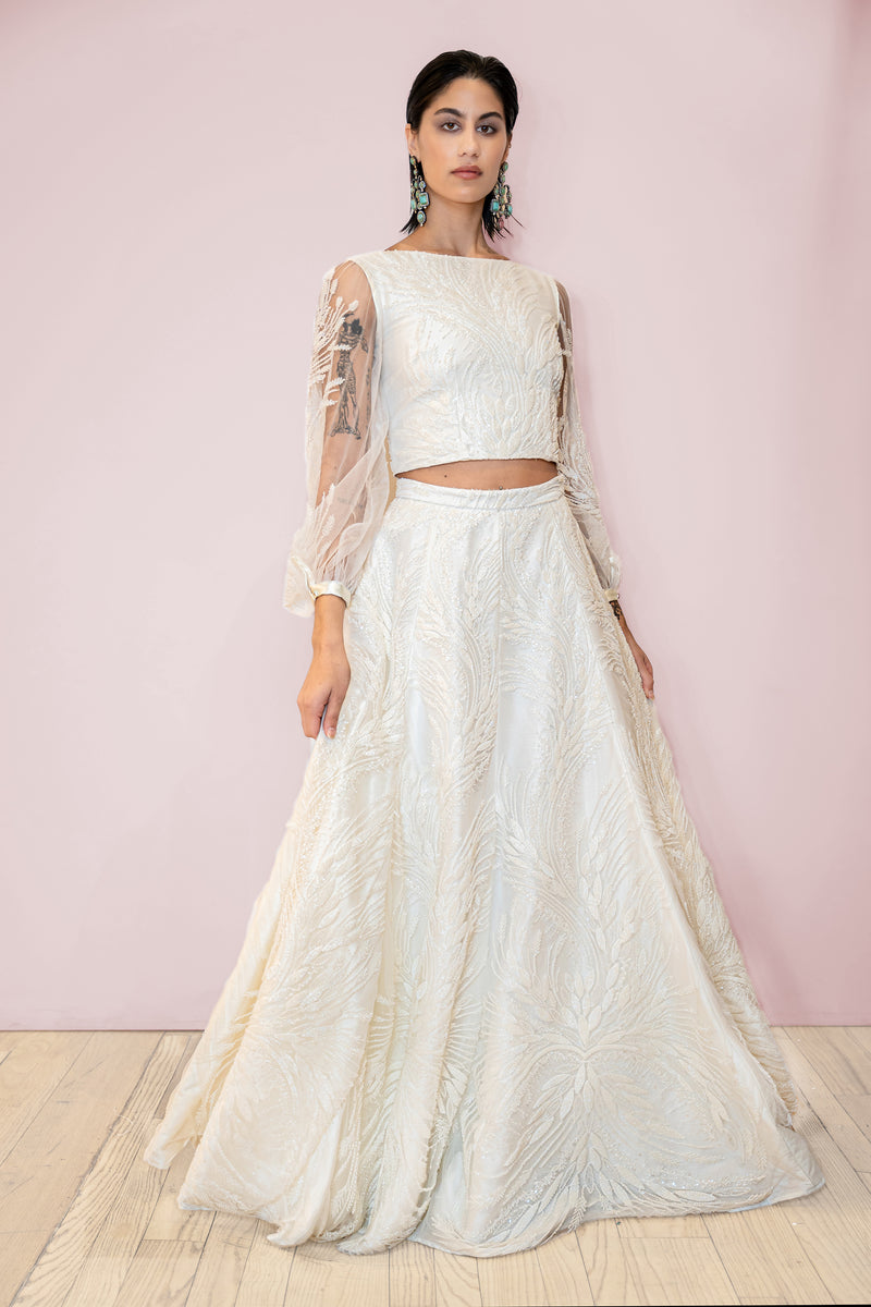 MARI White Bridal Lehenga Set