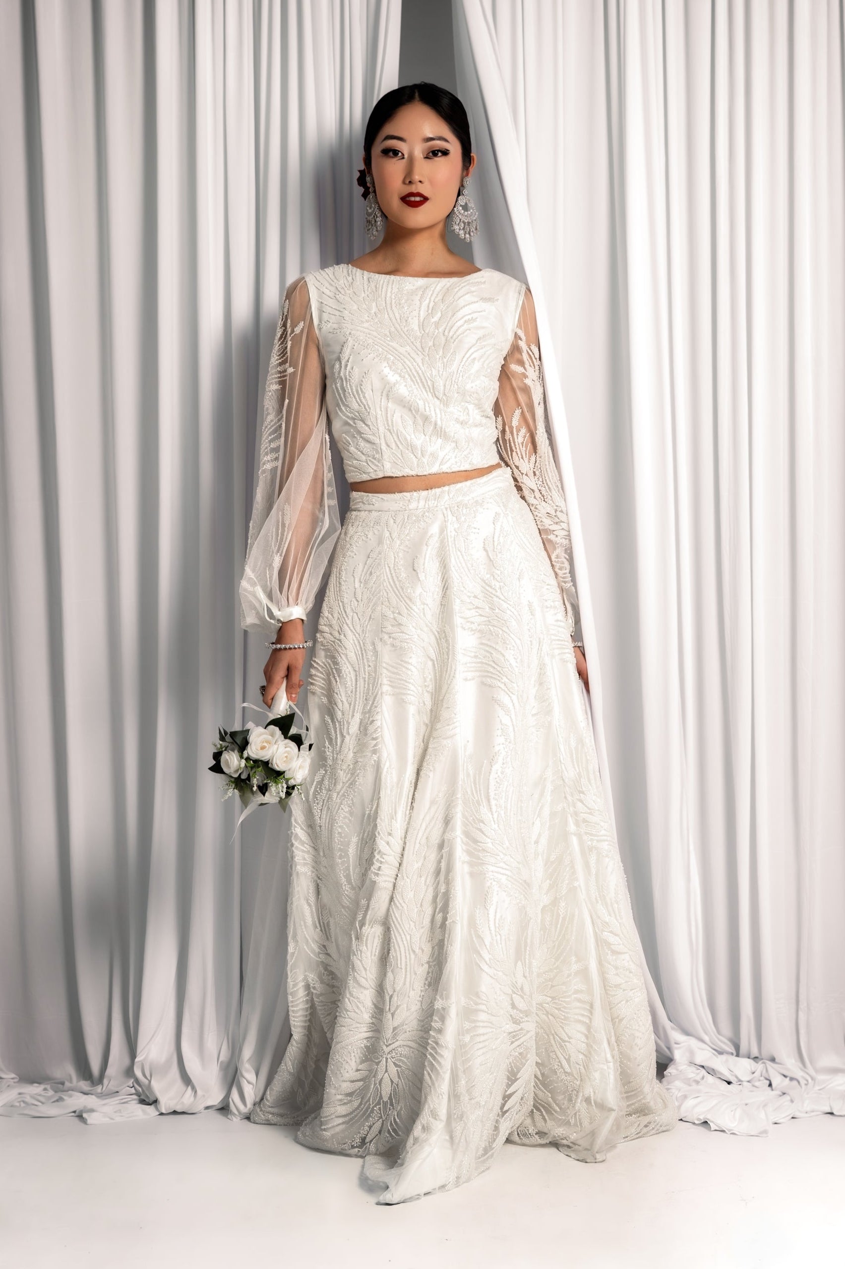 MARI White Bridal Lehenga Set