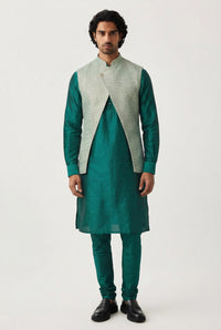 MAYANK Green Tweed Bandi Vest