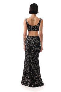 MELIA Black and Gold Mermaid Slit Skirt