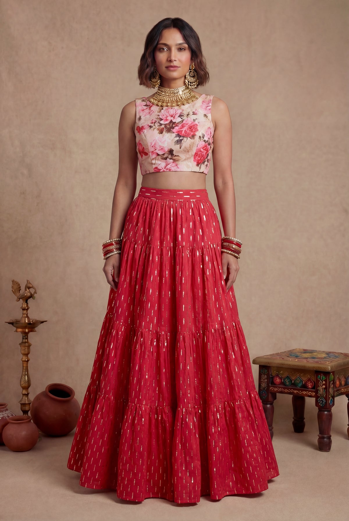 MILLY Foiled Cotton Skirt