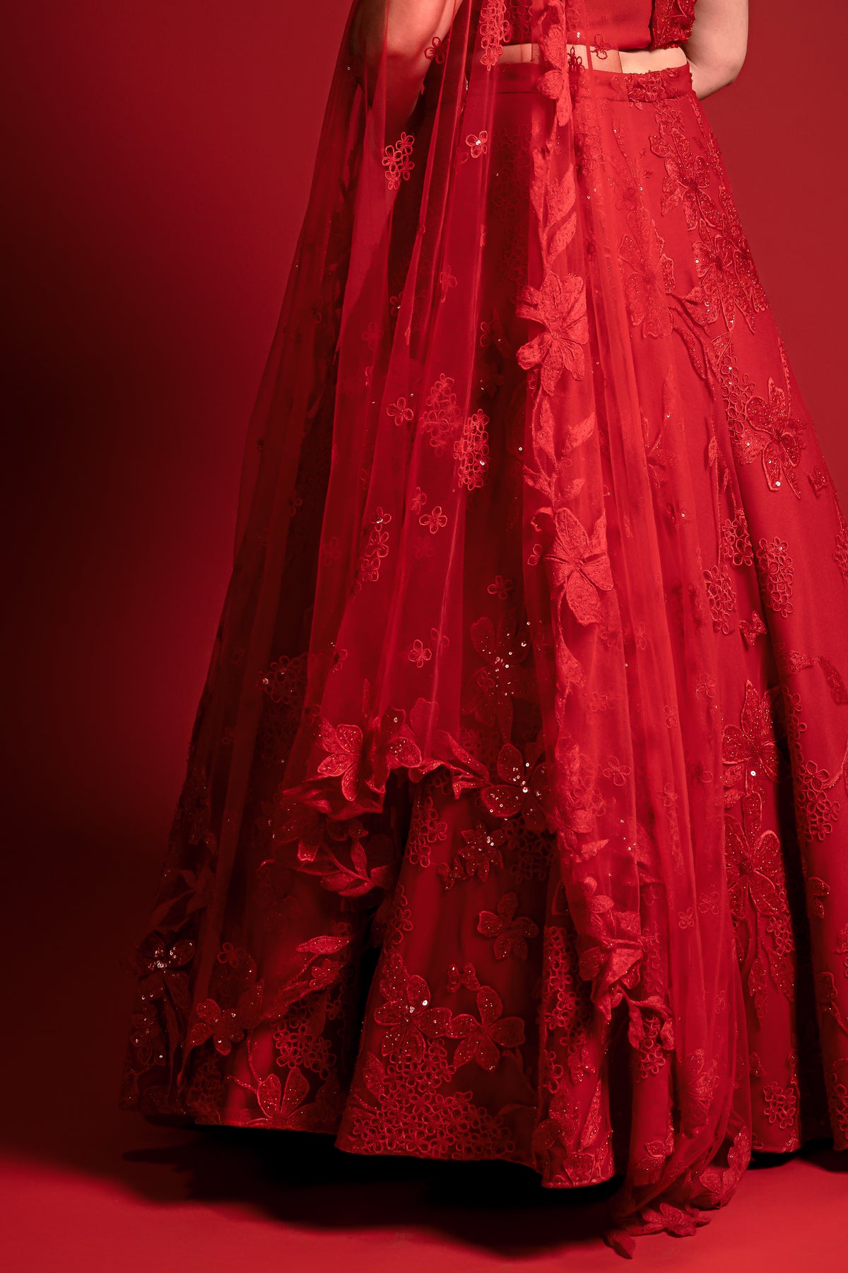 NATASHA Red Beaded Bridal Lehenga Set