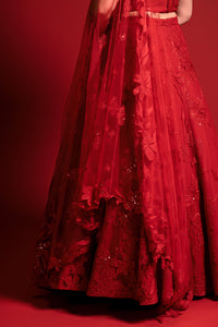 NATASHA Red Beaded Bridal Lehenga Set