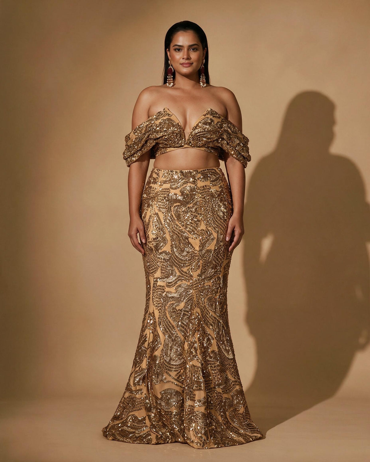 NAYLA Gold Lehenga Set