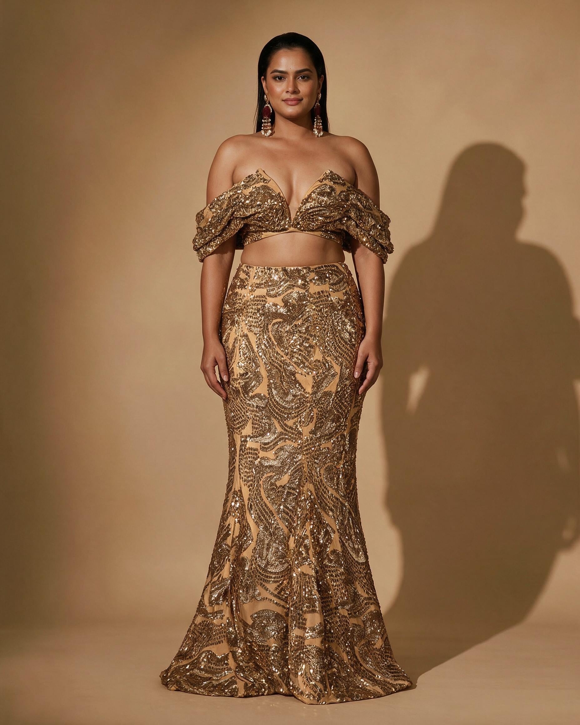 NAYLA Gold Lehenga Set