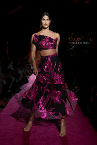 Black and Pink Lehenga with Rafia Embroidery