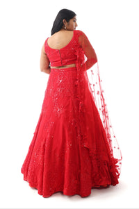 NATASHA Red Beaded Bridal Lehenga Set