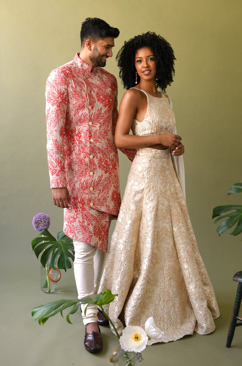 Modern Ivory and Gold Wedding Lehenga HarleenKaur Modern Ivory and Gold Wedding Lehenga HarleenKaur