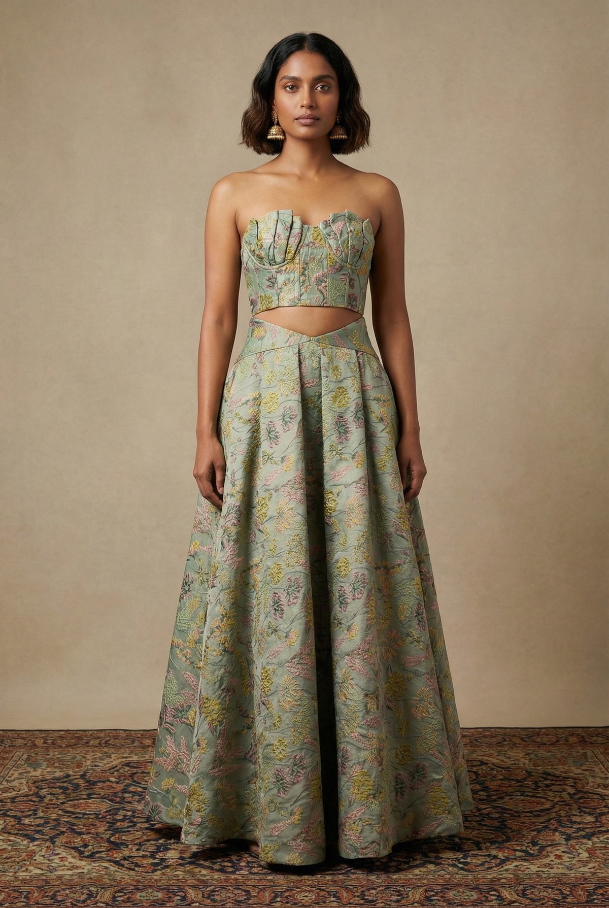 PETUNIA Mint Floral Corset Top