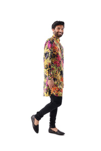 RAAHI Black and White Floral Kurta