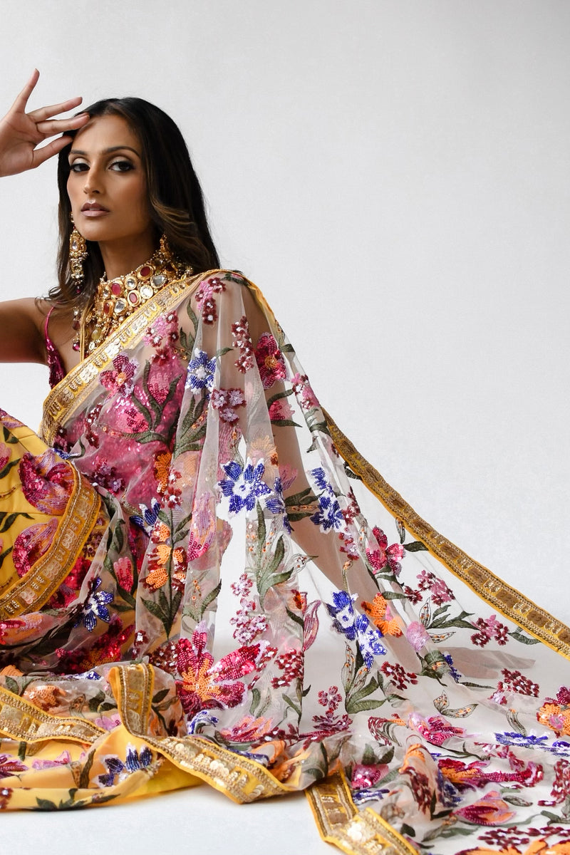 RANGEEN Floral Sequin Dupatta