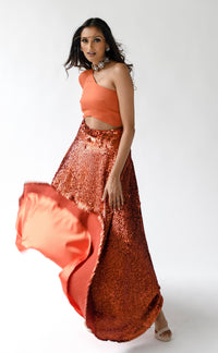 LAINA Burnt Orange Lehenga Top