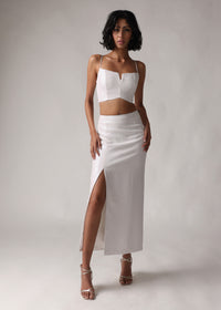CHEYENNE White Sequin Midi Skirt
