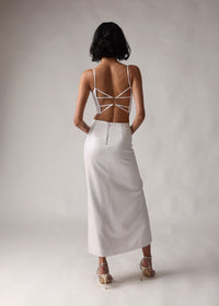CHEYENNE White Sequin Midi Skirt