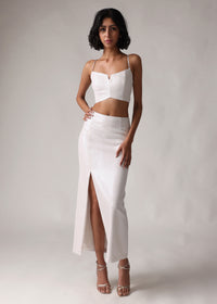 CHEYENNE White Sequin Midi Skirt
