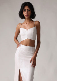 SADIYAH White Sequin Lehenga Top