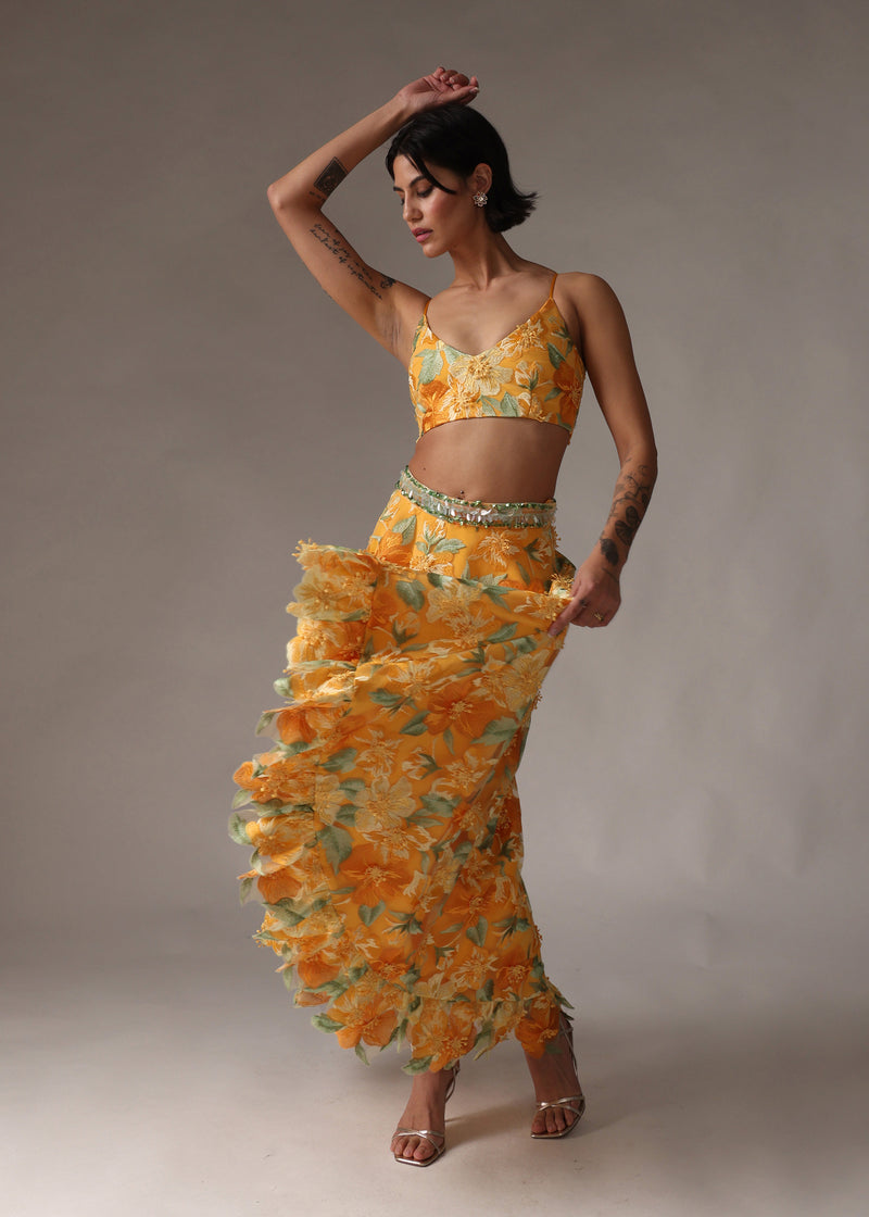 SALEENA Floral Haldi Yellow Lehenga Set