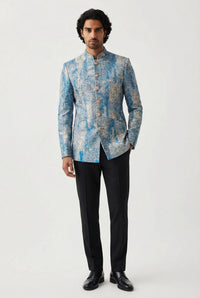 SANNY Blue and Gold Jodhpuri Jacket