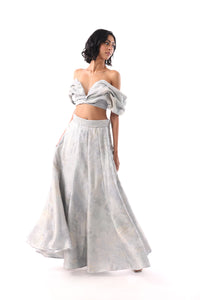 AMAL Light Blue Off-the-Shoulder Lehenga Top
