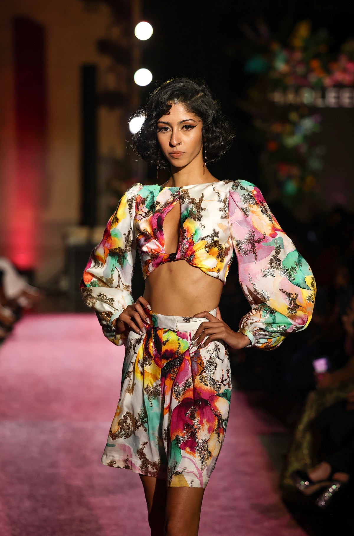 NOORA Twist Front Floral Lehenga Top