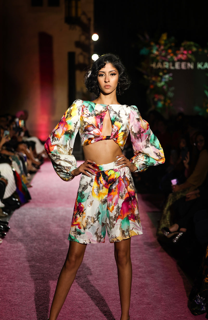 NOORA Twist Front Floral Lehenga Top